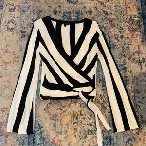 Topshop stripe knit wrap top